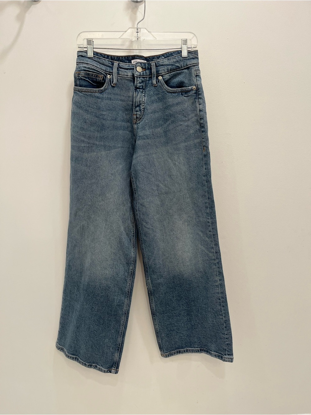 Good American Standard Ease Petite Mid-rise relaxed Wide Leg Jeans Size 0/25